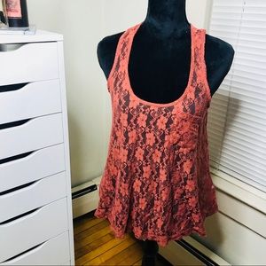 🌻SALE 5 for $25 • Kirra Rust Lace Tank Top